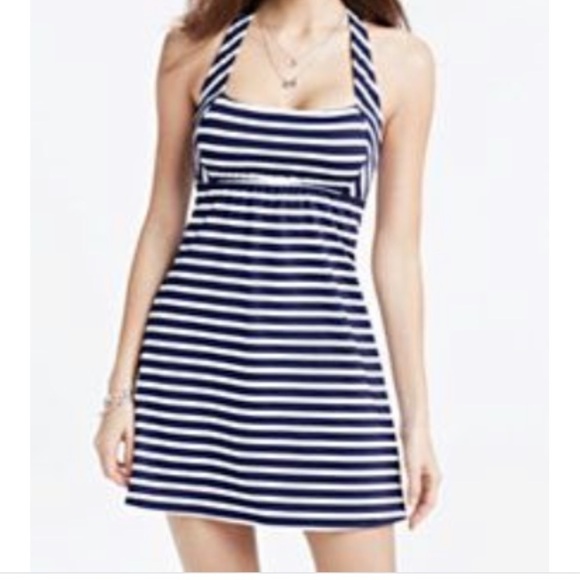 Lands' End Other - Lands' End Navy Stripe Halter Swim Dress Size 12